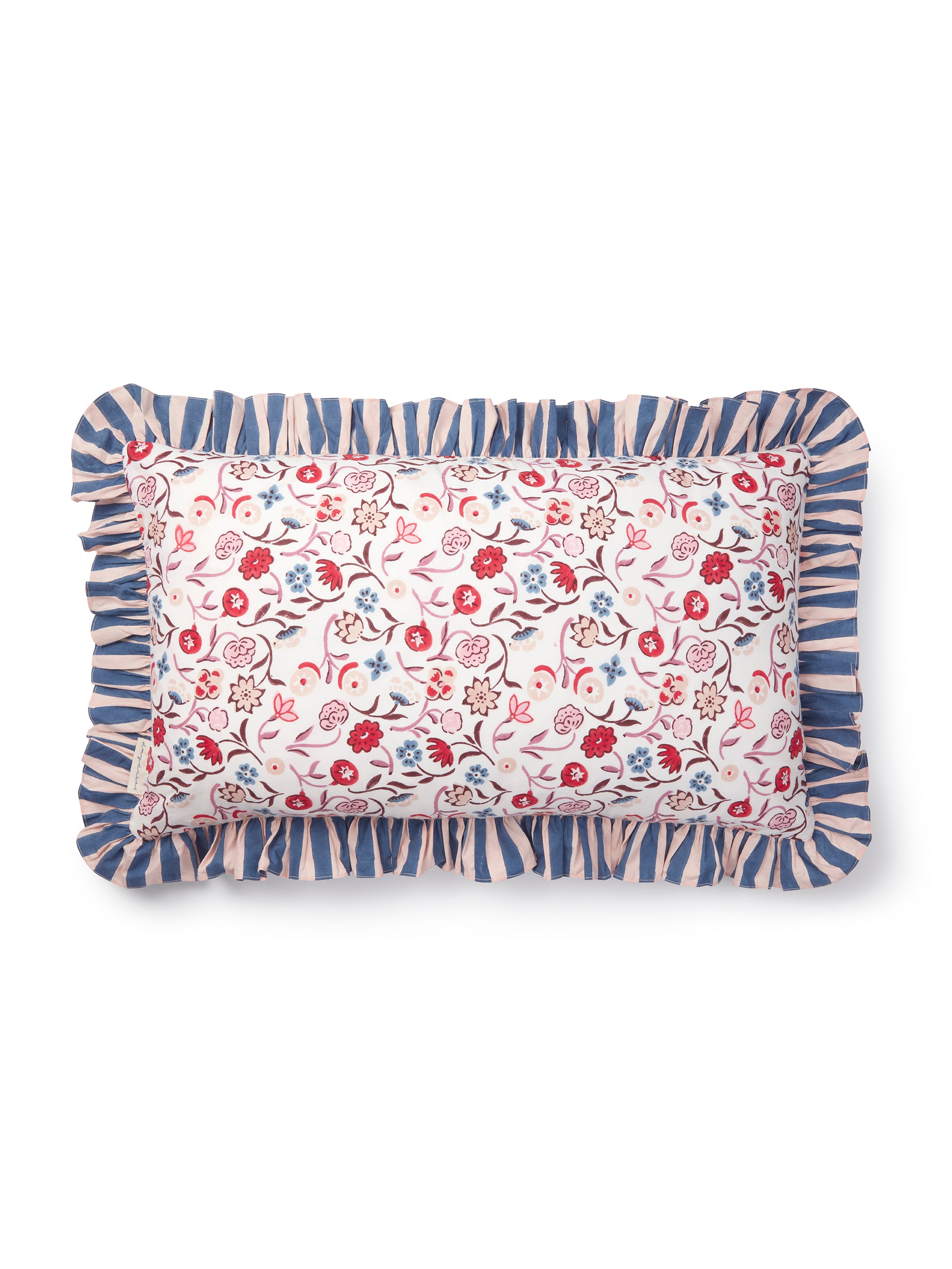 Frilled Cushion Cover, Pink/Blue Enid 60 x 35cm