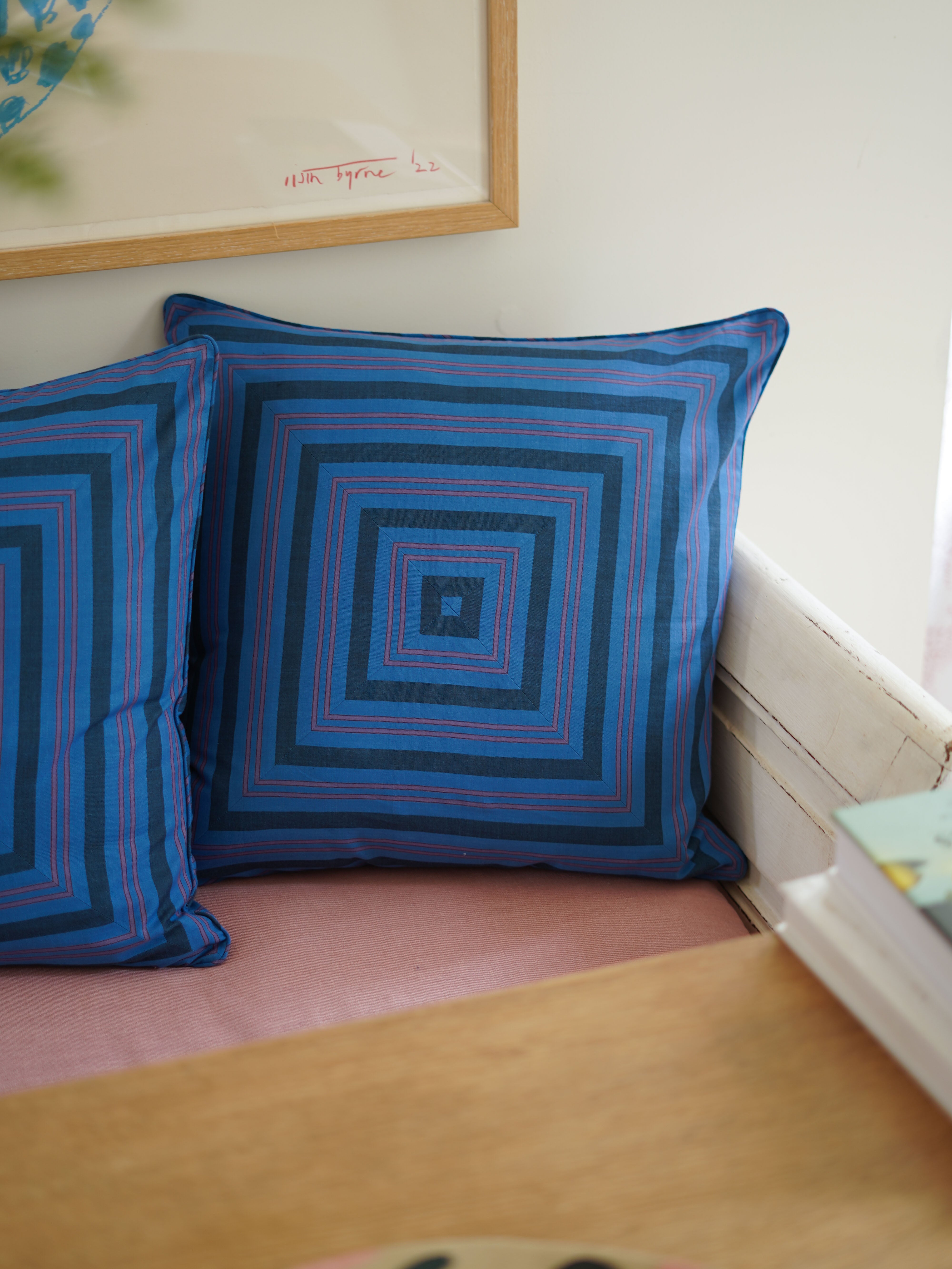 Cushion Cover, Blue Handloom Stripe 50 x 50cm