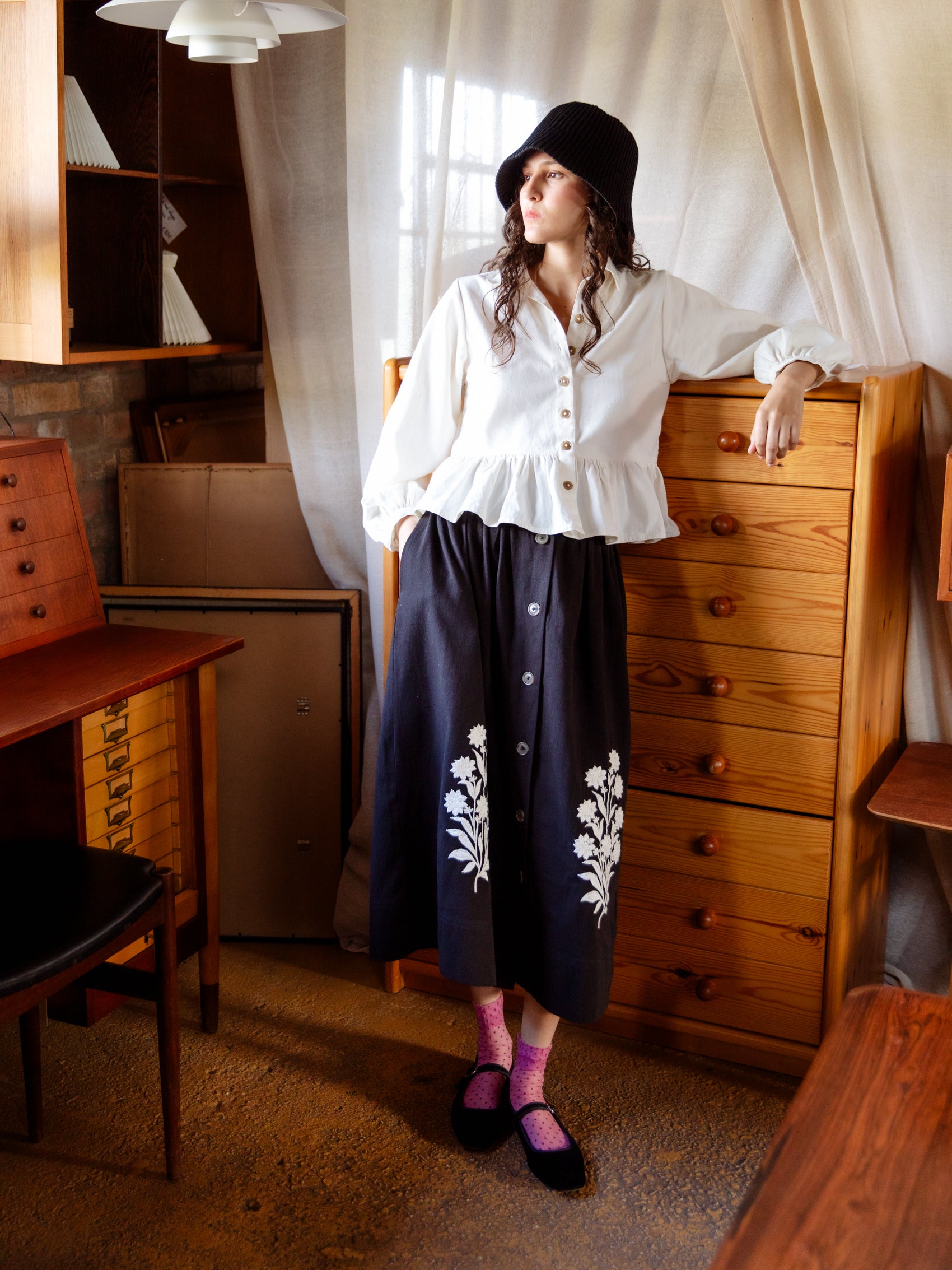 Button Down Skirt in Kashmir Flower