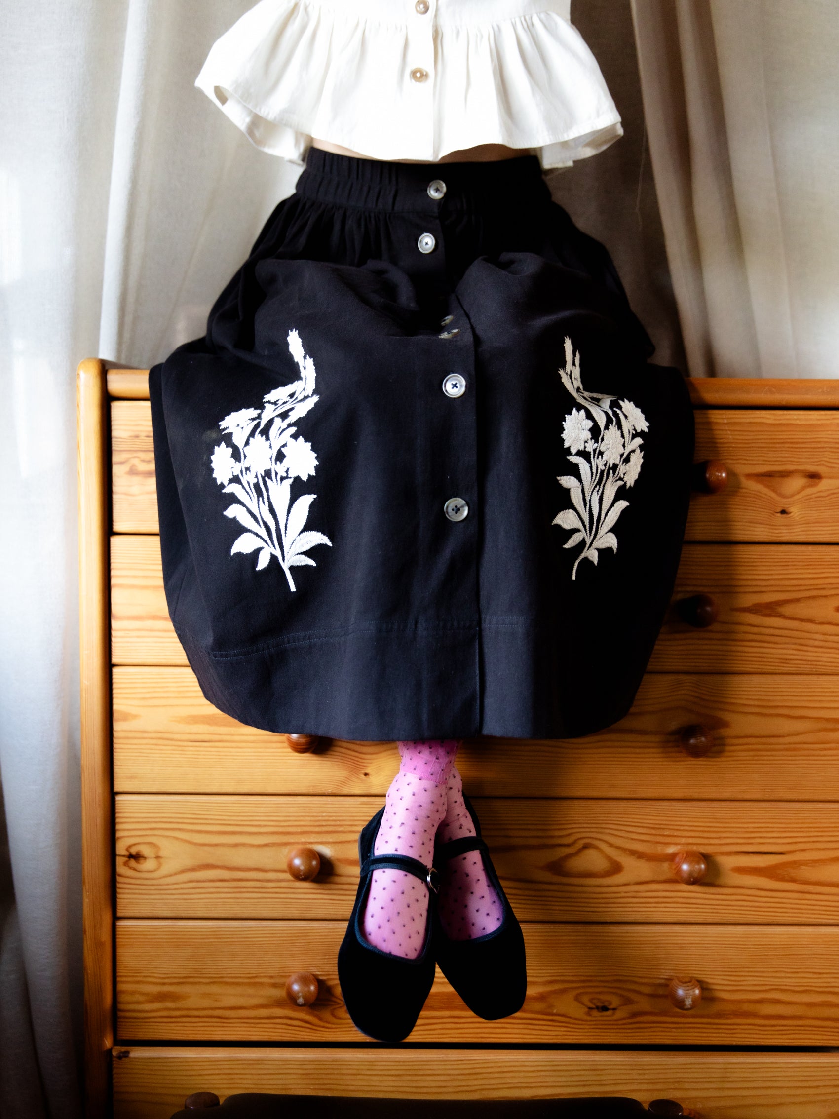 Button Down Skirt in Kashmir Flower