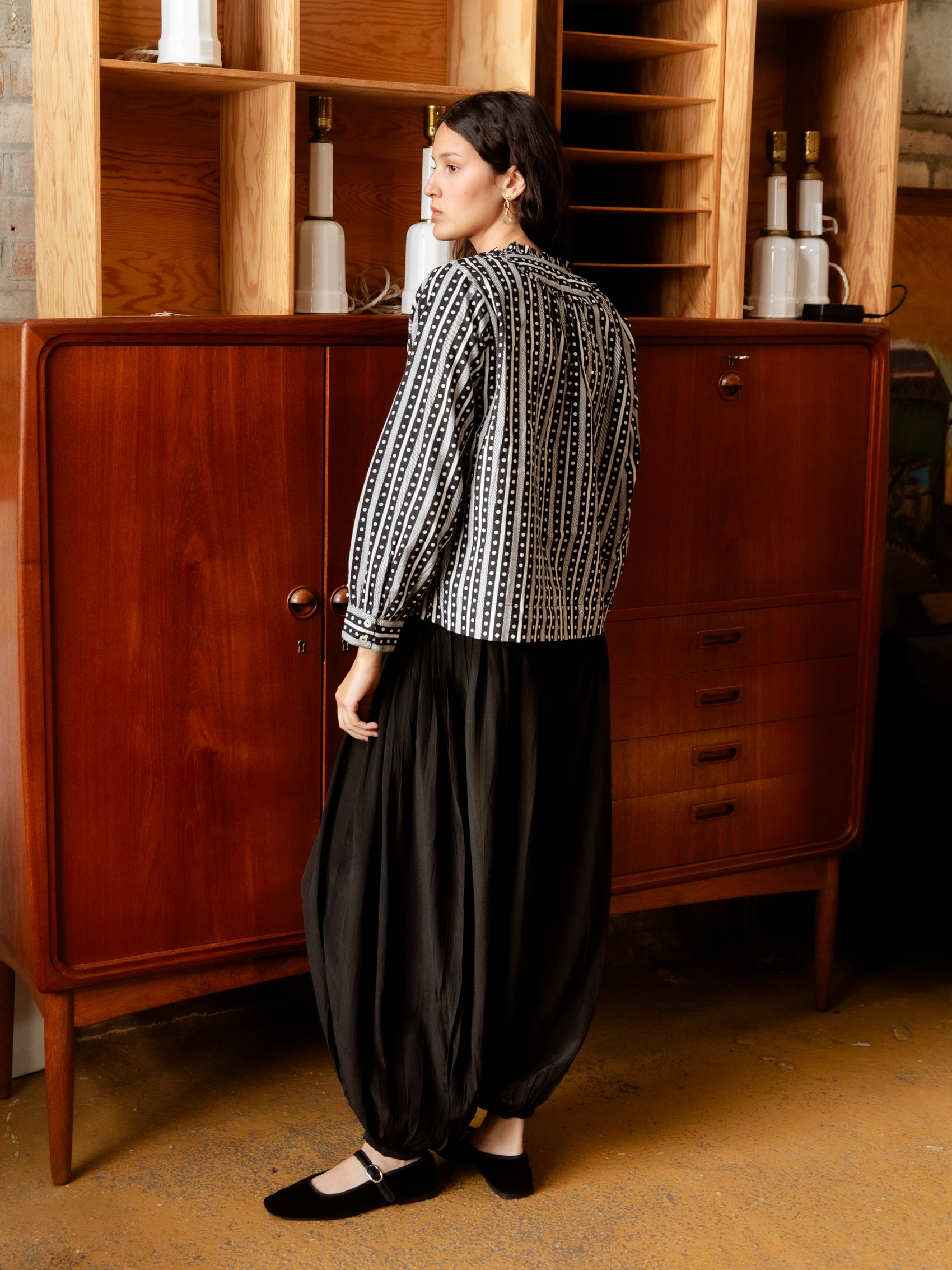 Aurélie Bib Shirt in Dot-Dot-Dash