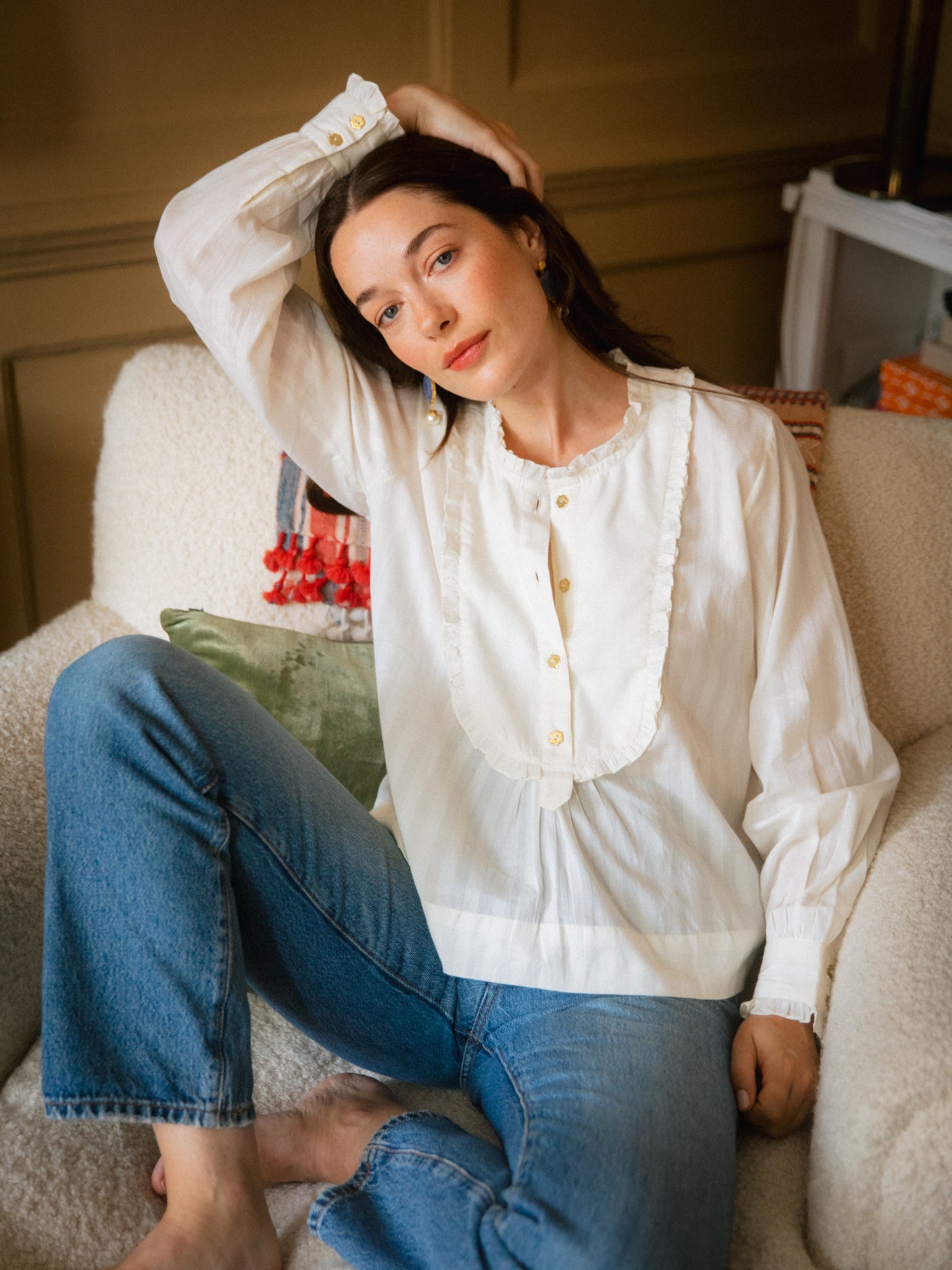 Aurélie Bib Shirt in White