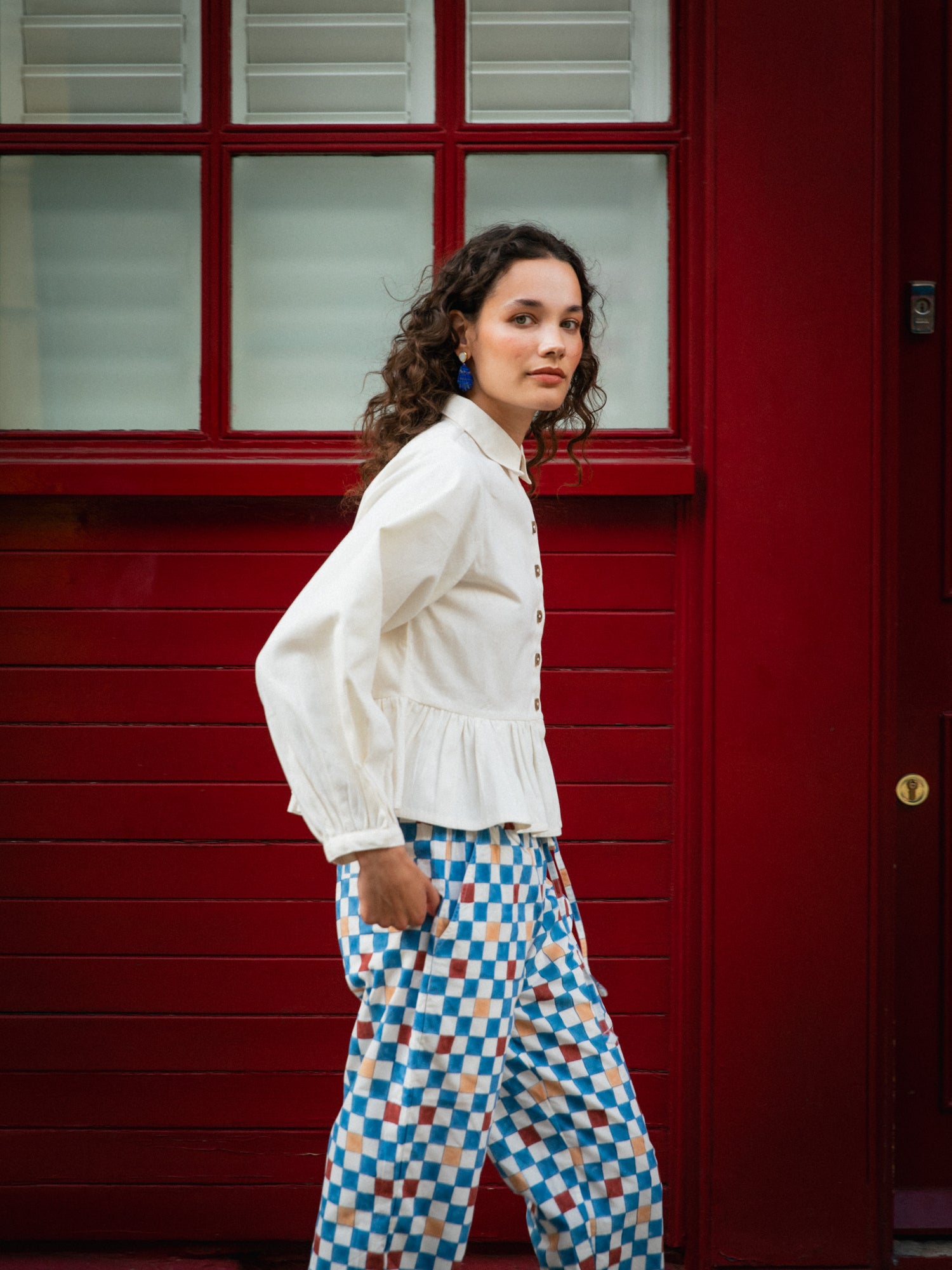 Drawstring Trousers in Chequers