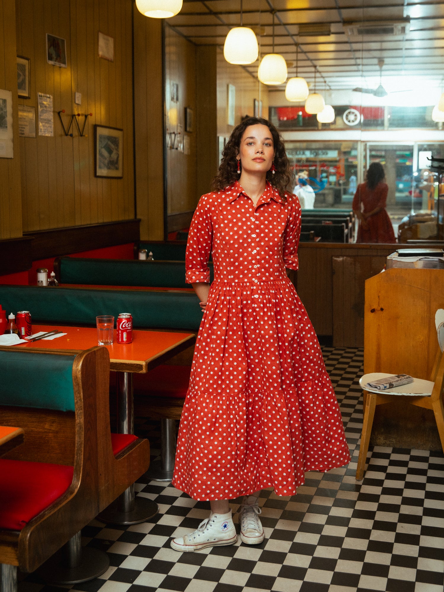 Dakota Dress in Ruby Red Polka
