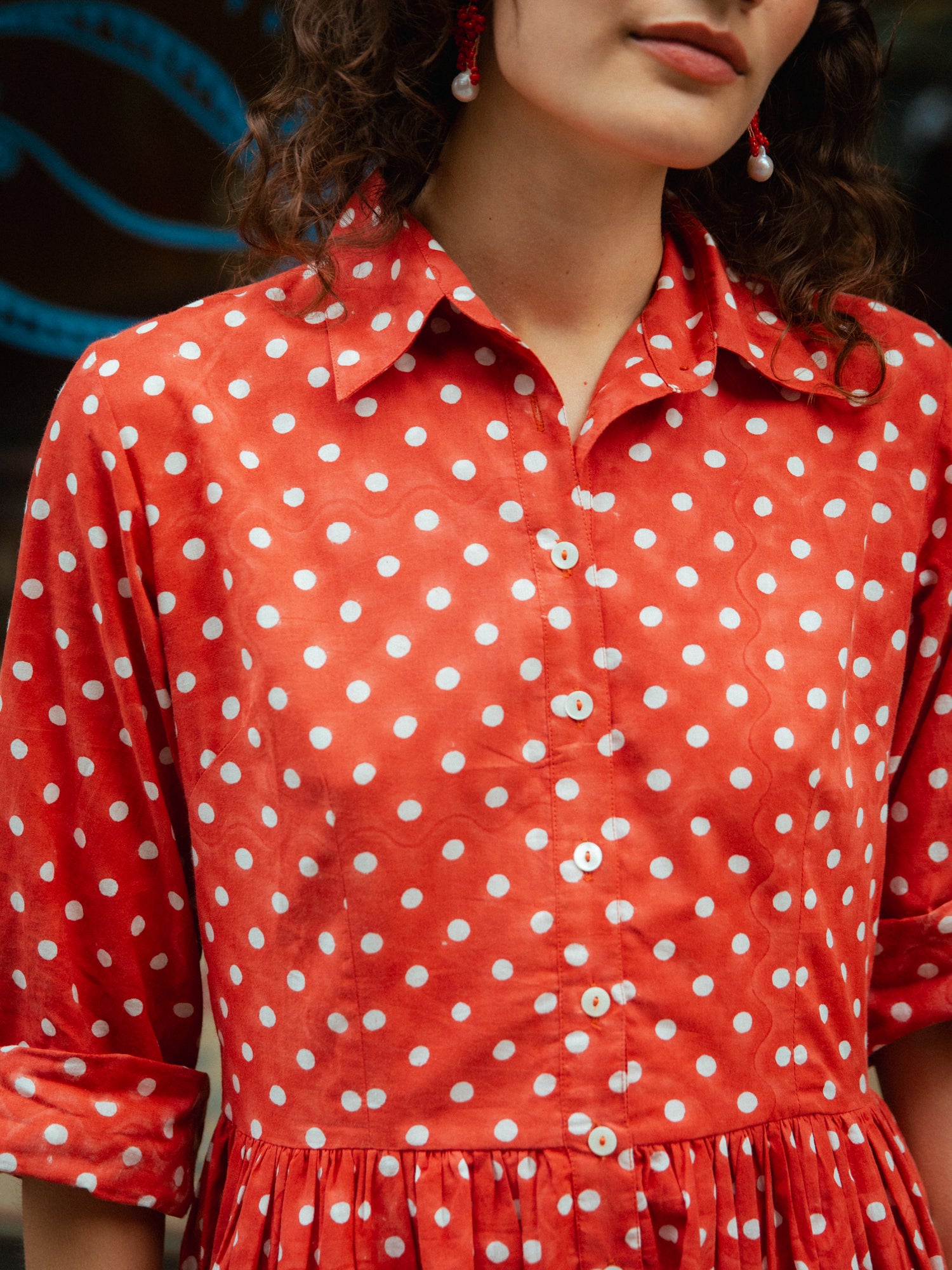 Dakota Dress in Ruby Red Polka