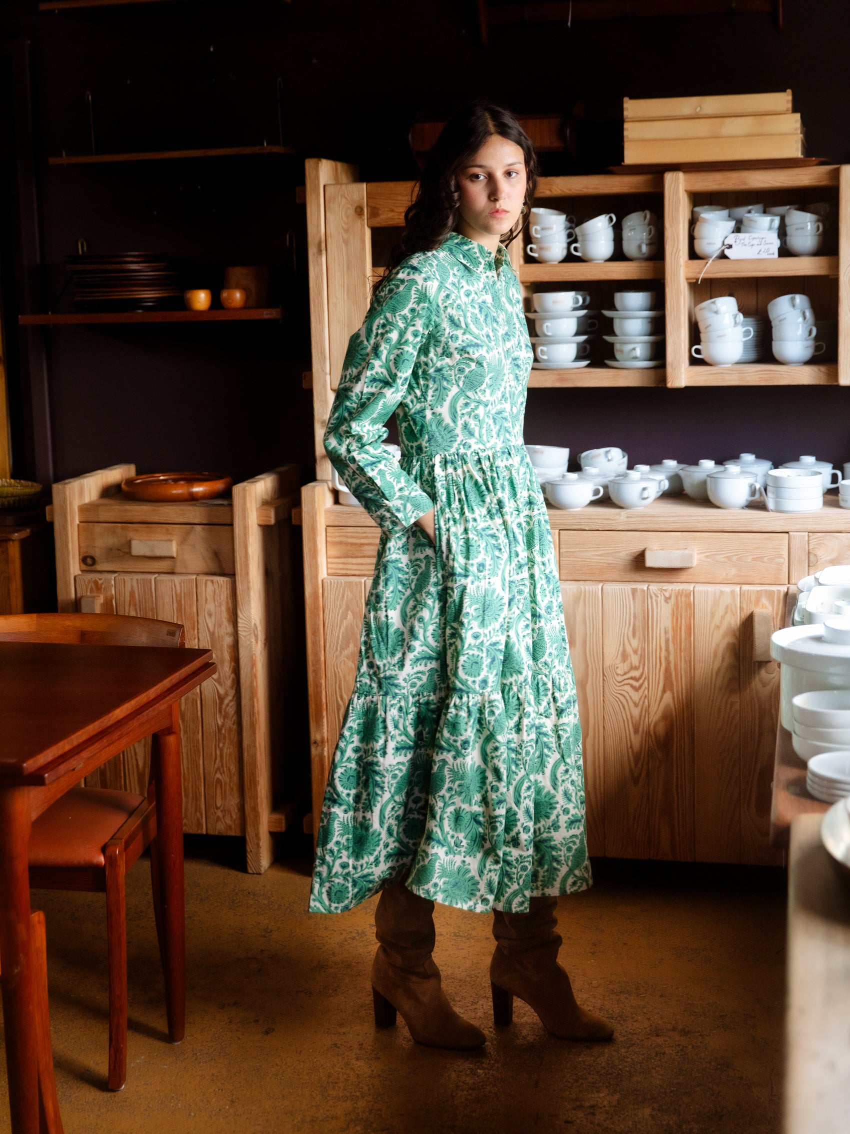 Dakota Dress in Emerald Pheasant