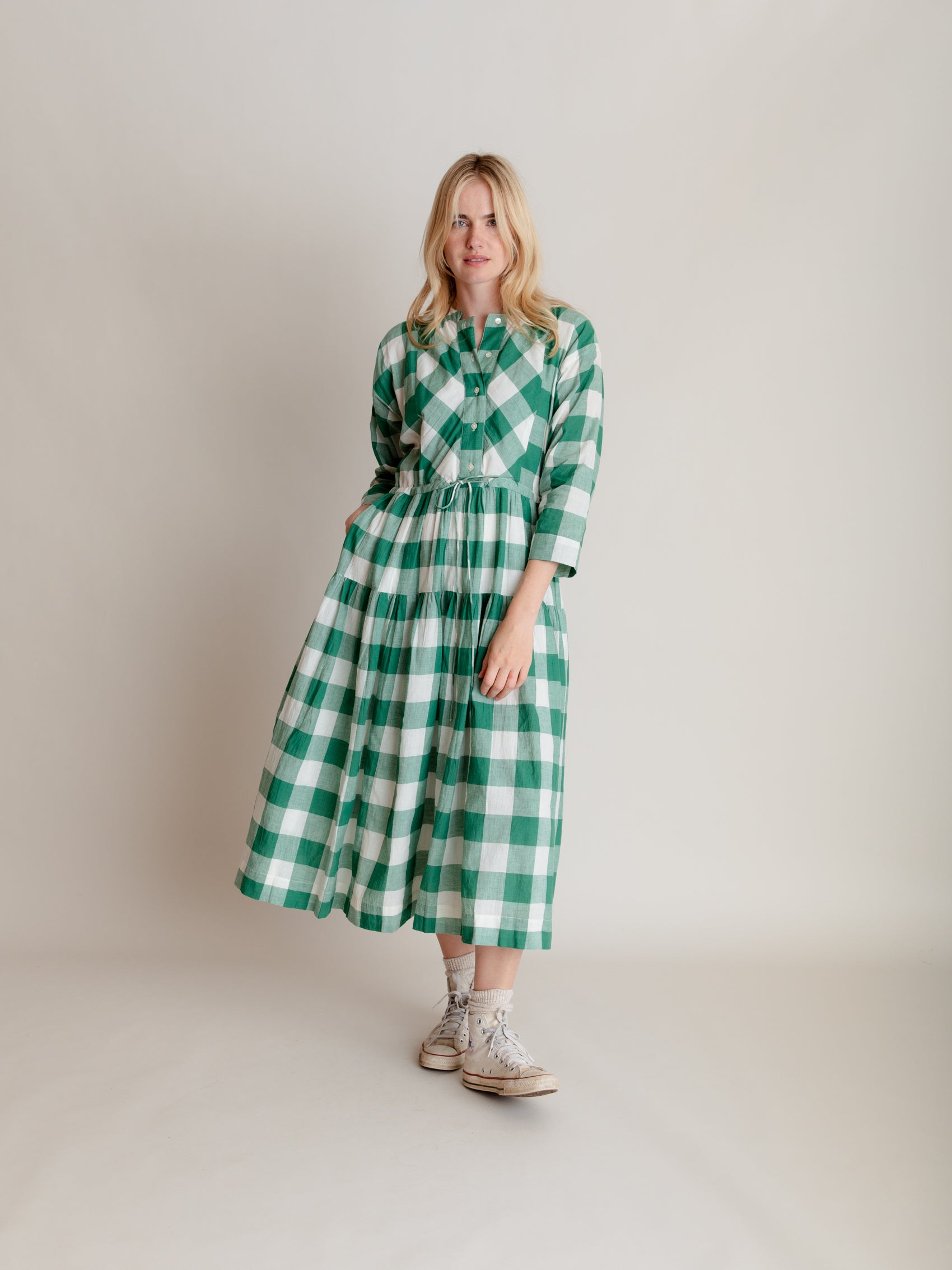 Inca Dress in Green Check Daydress Inca Dress in Green Check Daydress