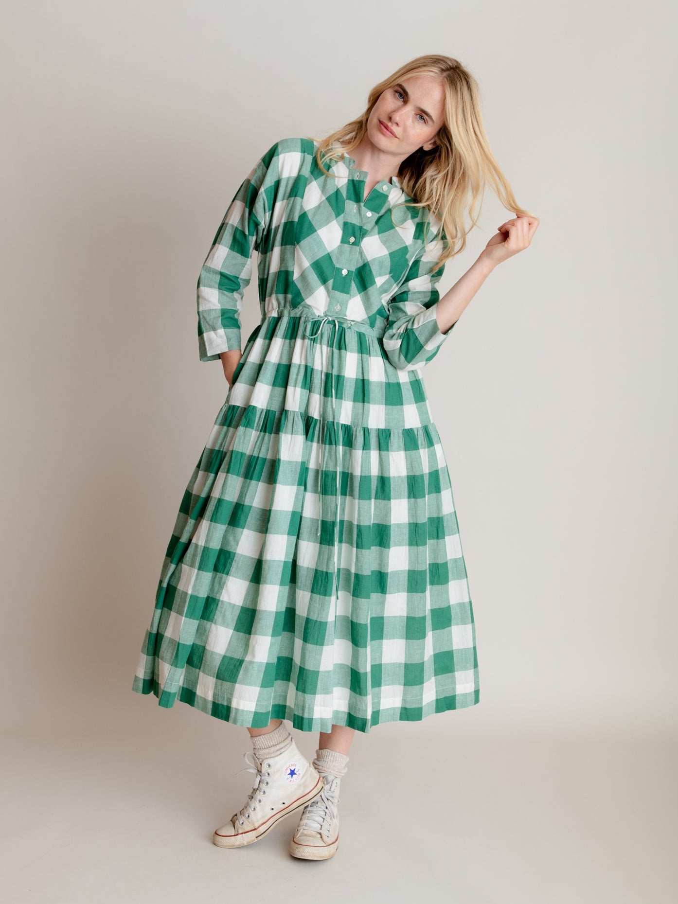 Inca Dress in Green Check Daydress Inca Dress in Green Check Daydress